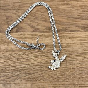 Silver playboy Bunny Pendant Necklace